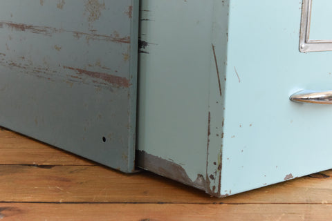 Vintage Blue / Grey Large Metal Single Drawer Filing Cabinet