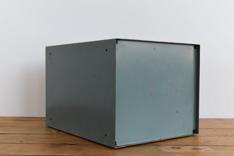 Vintage Blue / Grey Large Metal Single Drawer Filing Cabinet
