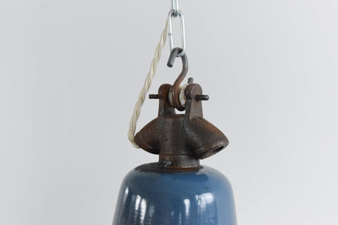 Vintage Industrial Blue Enamel Pendant Light Shade