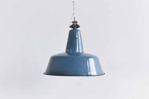 Vintage Industrial Blue Enamel Pendant Light Shade