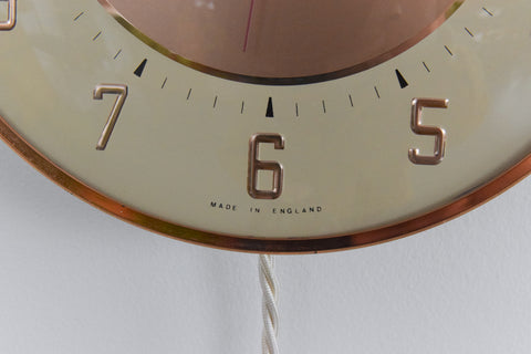 Vintage Bronze 1960s Metamec Electric Wall Clock
