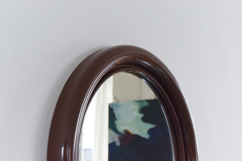 Vintage 1970s Brown Plastic Framed Round Crayon Mirror by Habitat
