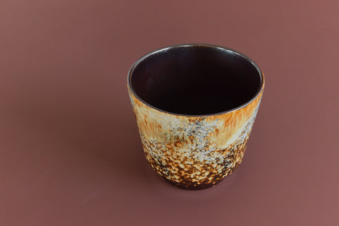 Vintage Brown Drip Glaze West German Style Plant Pot