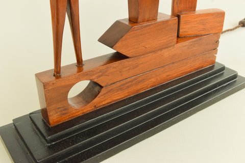 Vintage Carved Mahogany Masonic Lamp Circa 1930s