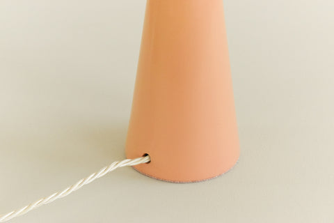 Vintage Ceramic Peach Table Lamp with New Pleated Shade
