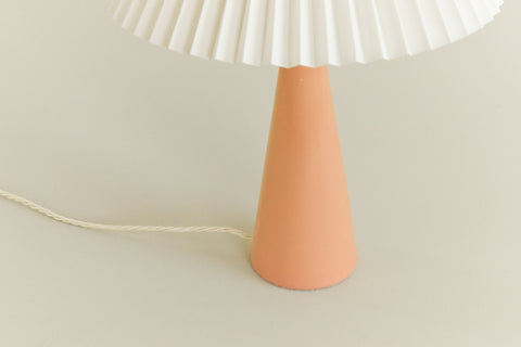 Vintage Ceramic Peach Table Lamp with New Pleated Shade