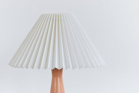 Vintage Ceramic Peach Table Lamp with New Pleated Shade