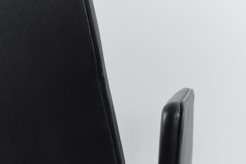 Vintage Single Black / Charcoal Grey Vinyl Fixed Swivel Arm Chair from Carlisle's Civic Centre Council Chamber