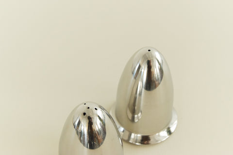 Vintage Chrome Bullet Shape Salt and Pepper Pot