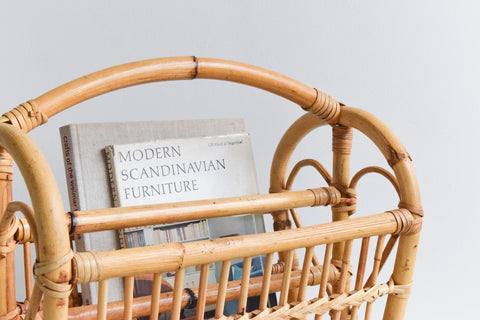 Vintage Chunky Bamboo Magazine Rack