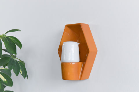 Vintage Danish Orange Ceramic and Glass Wall Light By Lyskaer Belysning