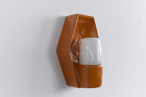 Vintage Danish Orange Ceramic and Glass Wall Light By Lyskaer Belysning