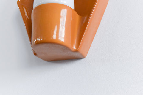 Vintage Danish Orange Ceramic and Glass Wall Light By Lyskaer Belysning