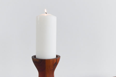Vintage Danish Solid Teak Pillar Candle Holder