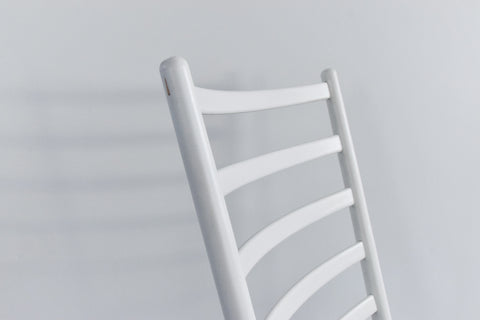 Vintage Danish Style White Wooden Ladder Back Rocking Chair