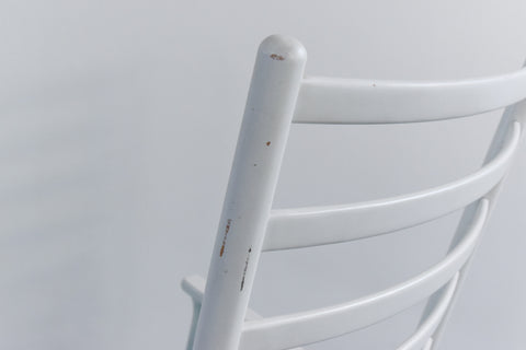 Vintage Danish Style White Wooden Ladder Back Rocking Chair