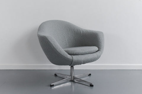 Vintage Danish Swivel Upholstered Arm Chair by Kanari in Green Sea Foam Colour