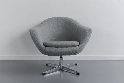Vintage Danish Swivel Upholstered Arm Chair by Kanari in Green Sea Foam Colour