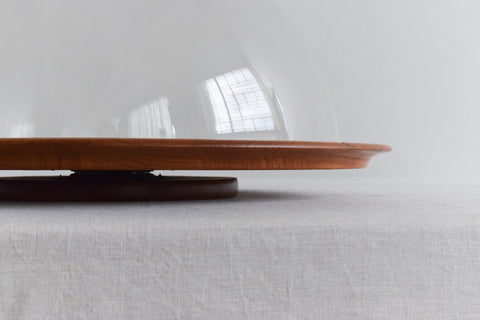 Vintage Danish Teak and Perspex Domed Lazy Susan by Digsmed