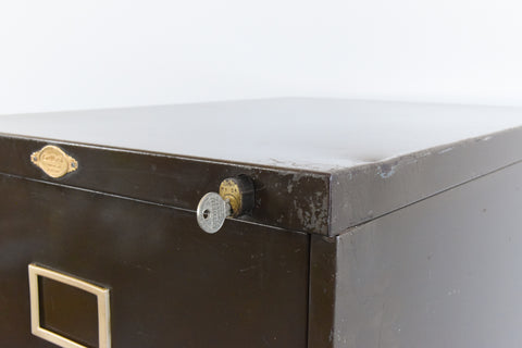 Vintage Dark Green/Brown Metal Filing Cabinet by Art Metal
