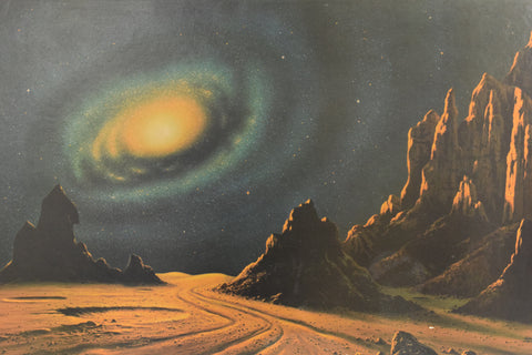 Vintage 1970s Original Space Print 'Galaxy' by David Hardy
