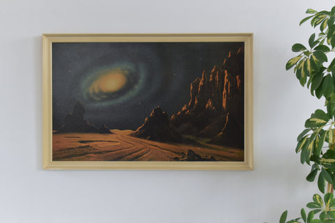 Vintage 1970s Original Space Print 'Galaxy' by David Hardy