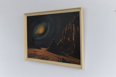 Vintage 1970s Original Space Print 'Galaxy' by David Hardy