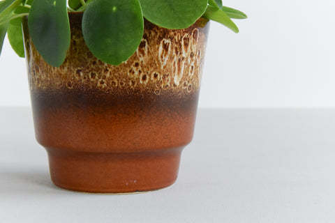 Vintage Brown Drip Glaze West German Plant Pot