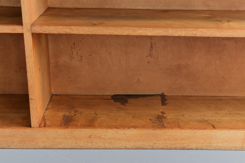 Vintage Early 20th Century Oak Low Panoramic Open Bookcase