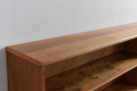 Vintage Early 20th Century Oak Low Panoramic Open Bookcase