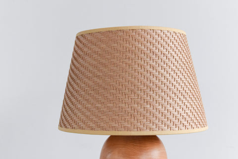 Vintage Elm Table Lamp with Rattan Shade