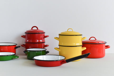 Vintage Red Enamel Pan