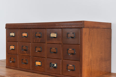 Vintage Ex-Museum Library Index Card Filing Drawers