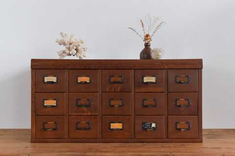 Vintage Ex-Museum Library Index Card Filing Drawers