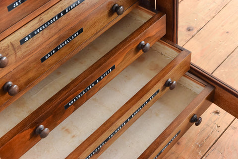 Vintage Ex-Museum Wooden and Glazed Specimen Storage Drawers / Cabinet