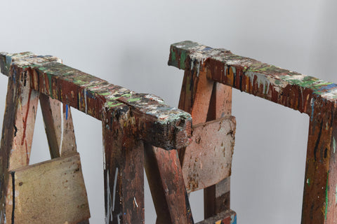 Vintage Ex-Sign Writers Rustic Wooden Bifold Trestle Table