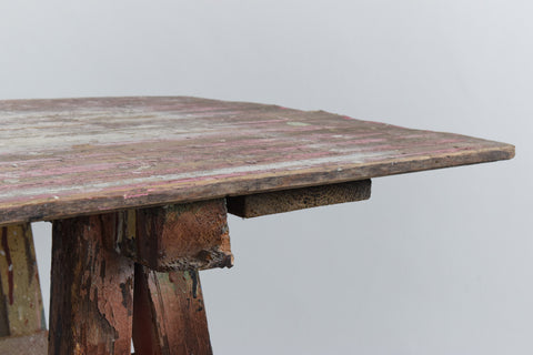 Vintage Ex-Sign Writers Rustic Wooden Bifold Trestle Table