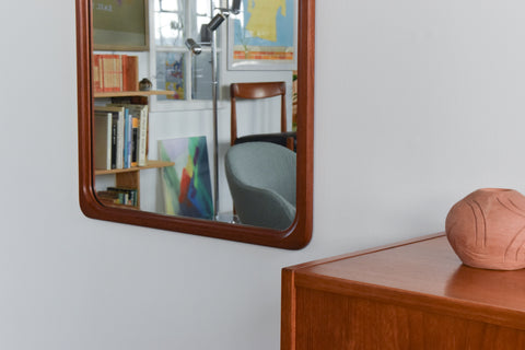 Vintage Extra Large Danish Teak Wall Mirror by B.M. Spejle