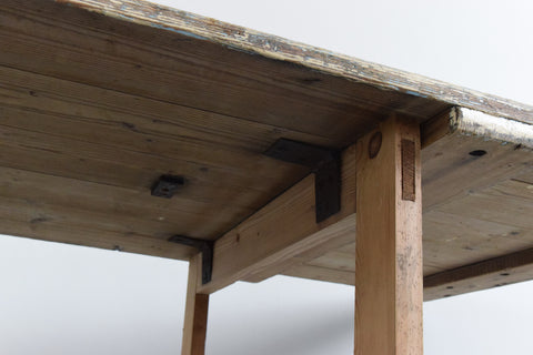 Vintage Extra Long Rustic Painted Wooden Folding Trestle Table