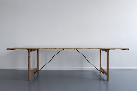 Vintage Extra Long Rustic Painted Wooden Folding Trestle Table