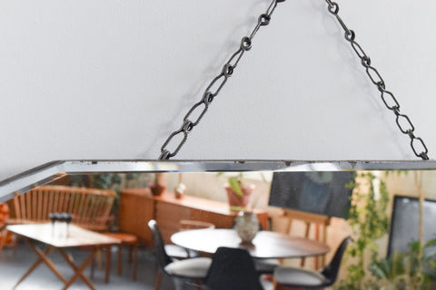 Vintage Art Deco Fan Shaped Frameless Bevelled Wall Mirror