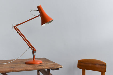 Vintage Flame Orange Anglepoise Apex 90 Lamp by Herbert Terry & Sons
