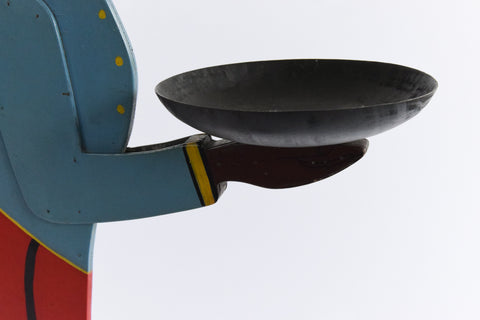 Vintage Folk Art Wooden Bell Boy Display Stand