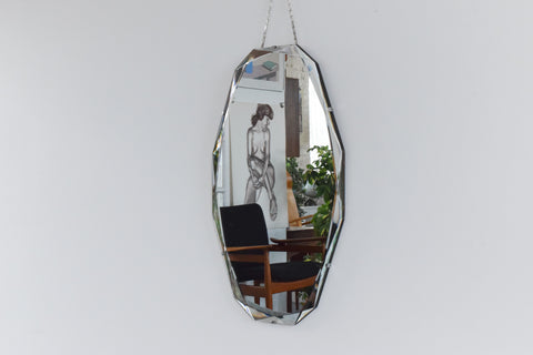 Vintage Frameless 12 Sided Bevelled Wall Mirror