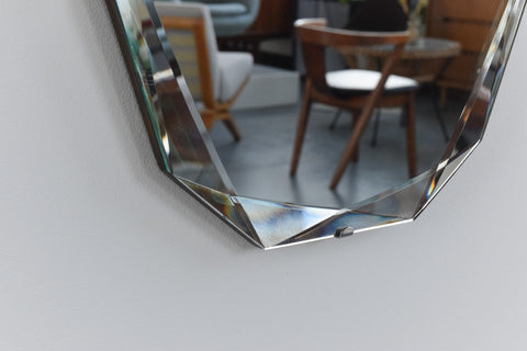 Vintage Frameless 12 Sided Bevelled Wall Mirror