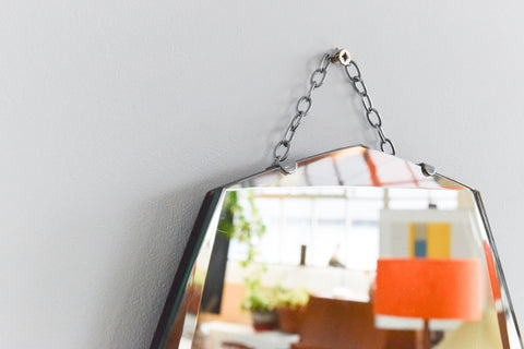 Vintage Frameless 12 Sided Bevelled Wall Mirror
