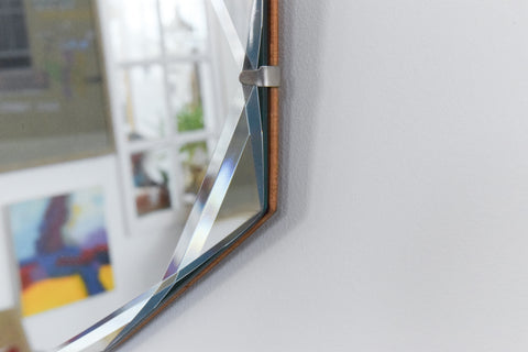 Vintage Frameless 12 Sided Bevelled Wall Mirror