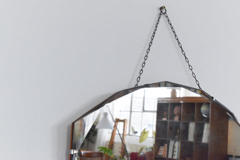 Vintage Frameless 12 Sided Bevelled Wall Mirror