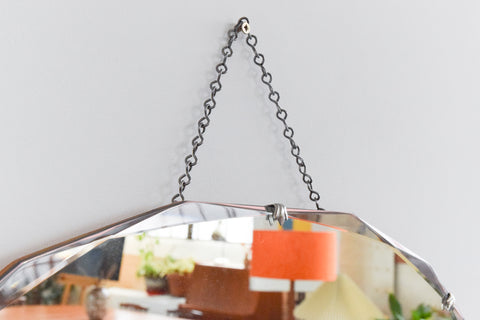 Vintage Frameless 14 Sided Bevelled Wall Mirror