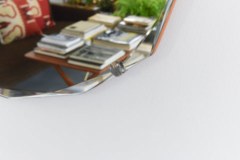 Vintage Frameless 14 Sided Bevelled Wall Mirror